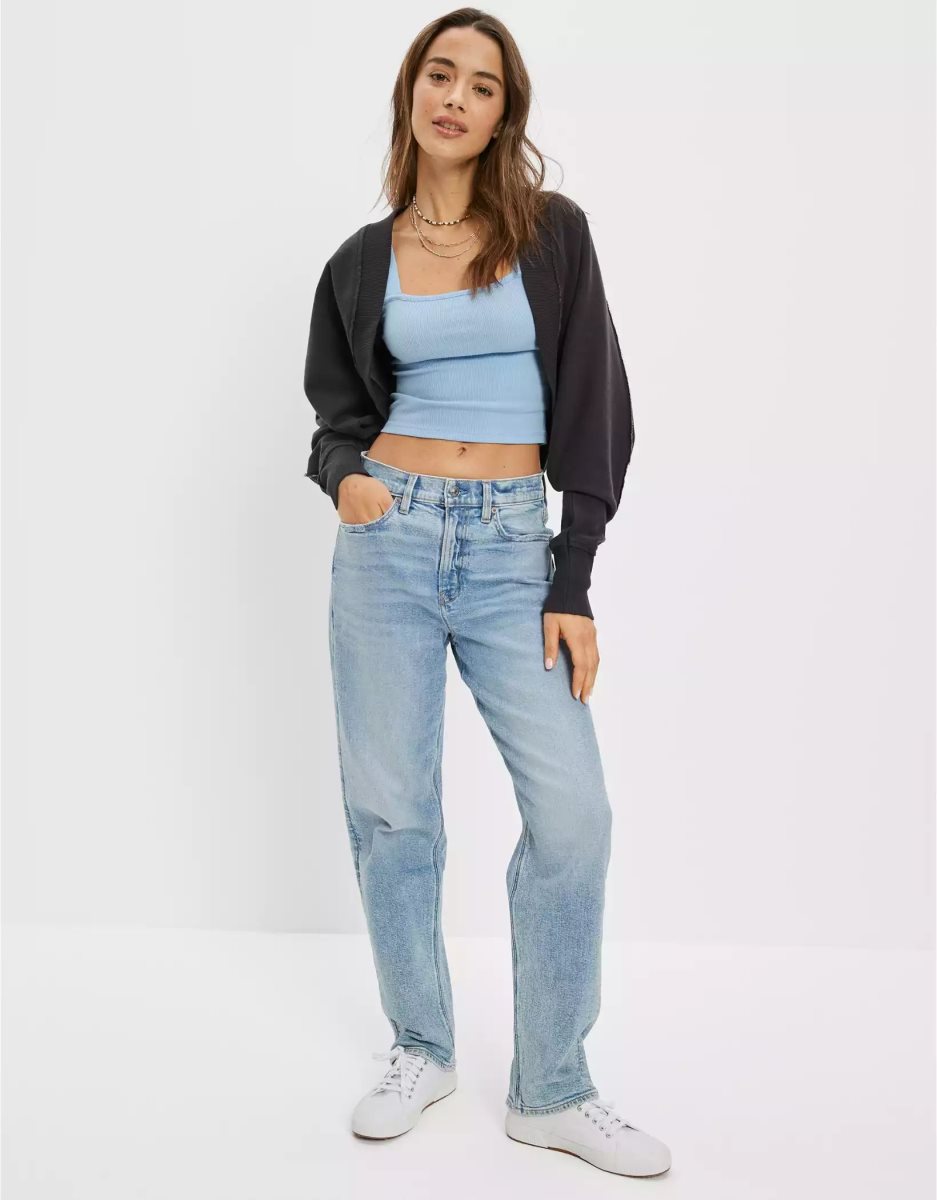 Sweats American Eagle AE Cropped Shrug Noir Femme | KWM-85768564